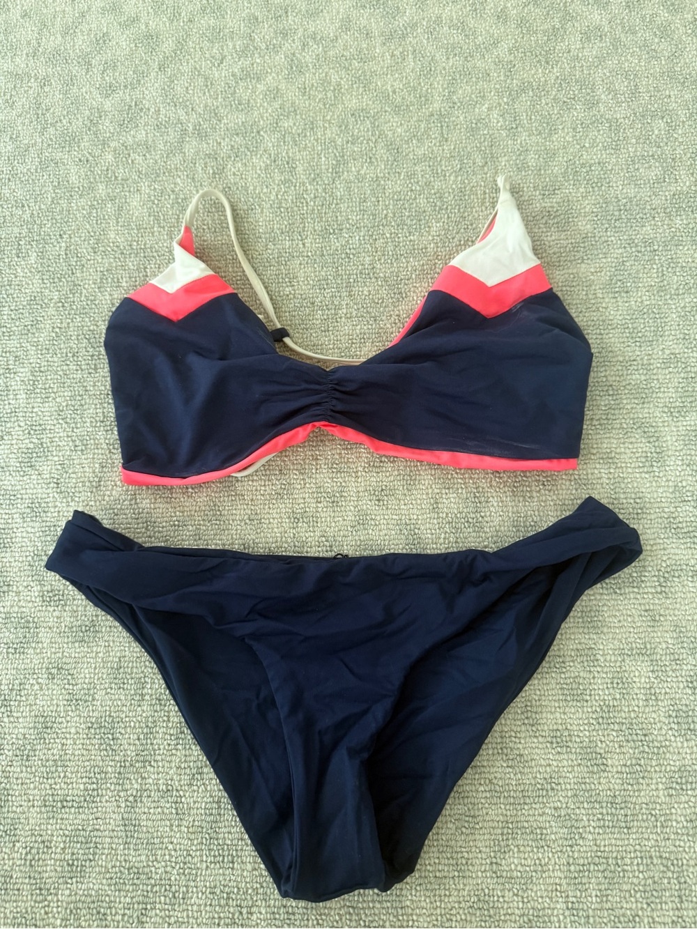 l*space Navy Bikini with Coral & White Accents. Bottoms are S, top is D/D
